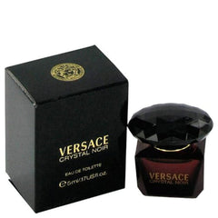 Versace Crystal Noir mini bottle front view, travel-friendly luxury fragrance.