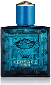 Versace Eros bottle front view, premium men's fragrance centerpiece.