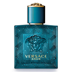 Versace Eros eau de toilette bottle close-up, premium fragrance for confident evenings.