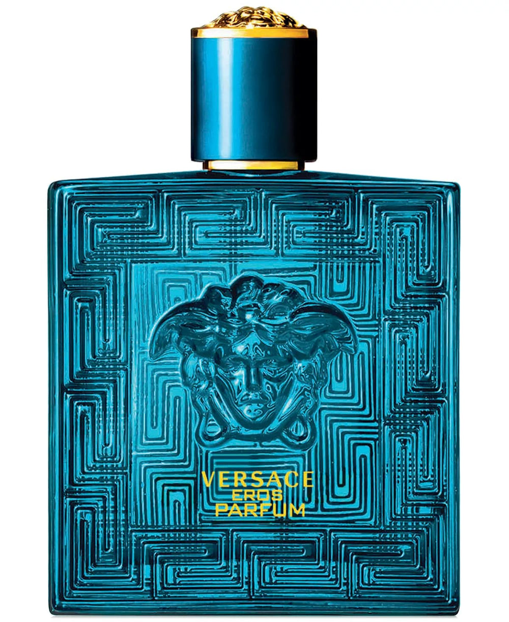 Versace Eros Parfum bottle front view for bold evening style