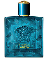 Versace Eros Parfum bottle front view for bold evening style