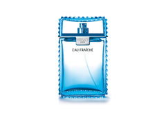 Versace Man Eau Fraiche bottle closeup highlights a modern design for stylish evenings.