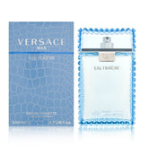 Versace Man Eau Fraiche bottle viewed from the front, a fresh daytime scent option.