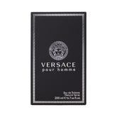 Versace Pour Homme bottle top view showing a fresh citrus opening for daily wear.