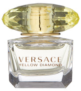 Versace Yellow Diamond bottle close-up, travel-size fragrance for on-the-go moments.