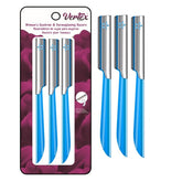 Vertex facial razor blade close-up for precise peach fuzz removal and smooth skin