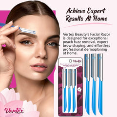 Vertex dermaplaning tool with non-slip handle for controlled use