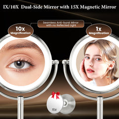 VESAUR true HD magnification with 1X/10X/15X for detailed skincare checks.