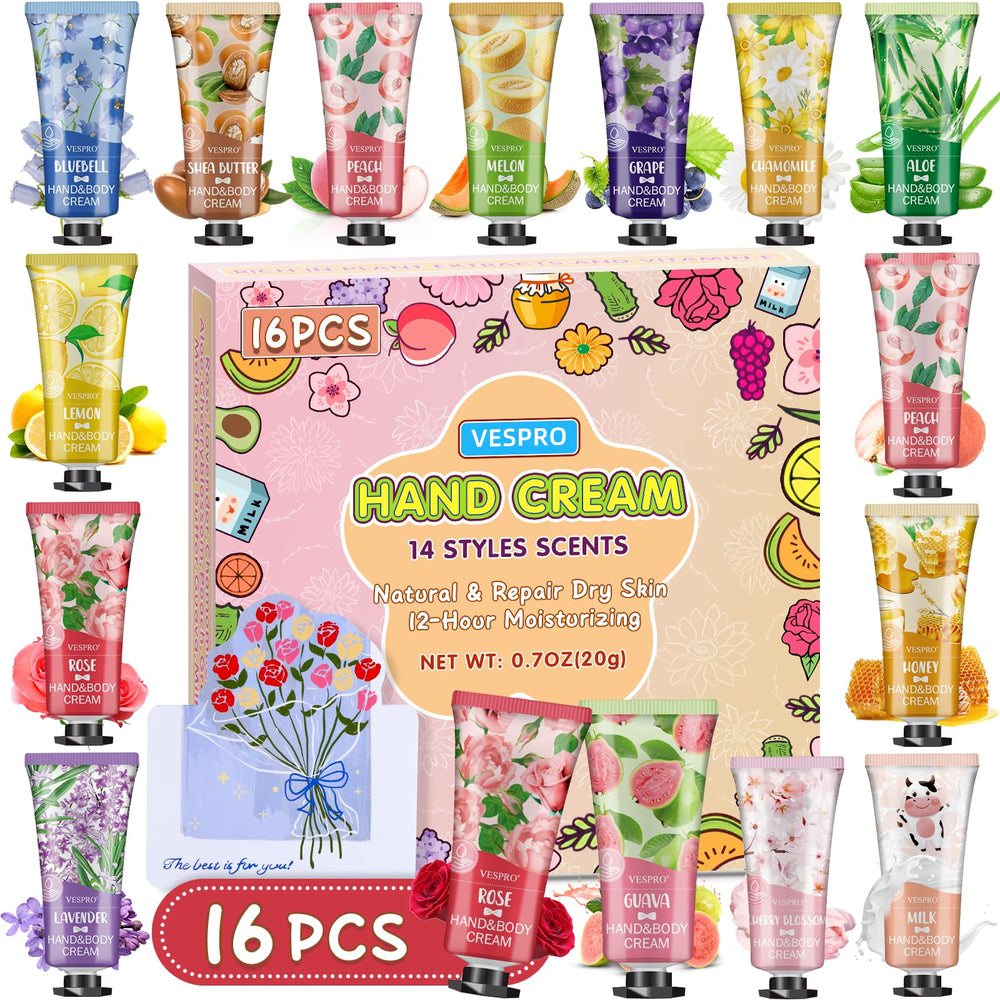 VESPRO 16-pack hand cream gift box with varied scents for daily mood