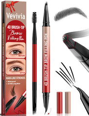 Lápiz de cejas Vevivia con brocha 4D y punta curva para un look natural