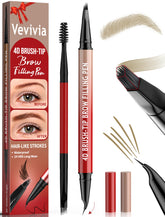 Lápiz de cejas Vevivia con brocha 4D y curva para trazos naturales.
