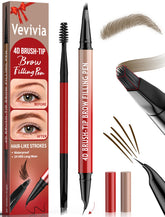 Lápiz Vevivia para cejas con cepillo 4D y punta curva, acabado natural.