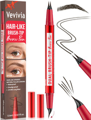 Lápiz de cejas Vevivia con punta dual y curva para trazos naturales.