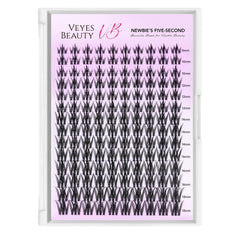 VEYESBEAUTY five-second lashes tray demonstrating quick DIY lash enhancement for beginners.