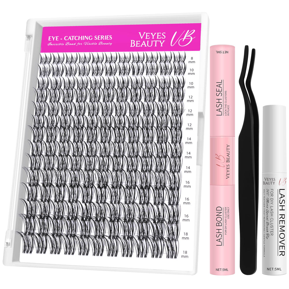 VEYESBEAUTY Flutter Lash Clusters Kit 8-18mm creates fluttery eye drama.