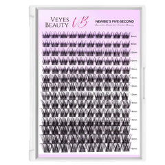 VEYESBEAUTY invisible band cluster lashes provide comfortable wear with 8-16 mm length.