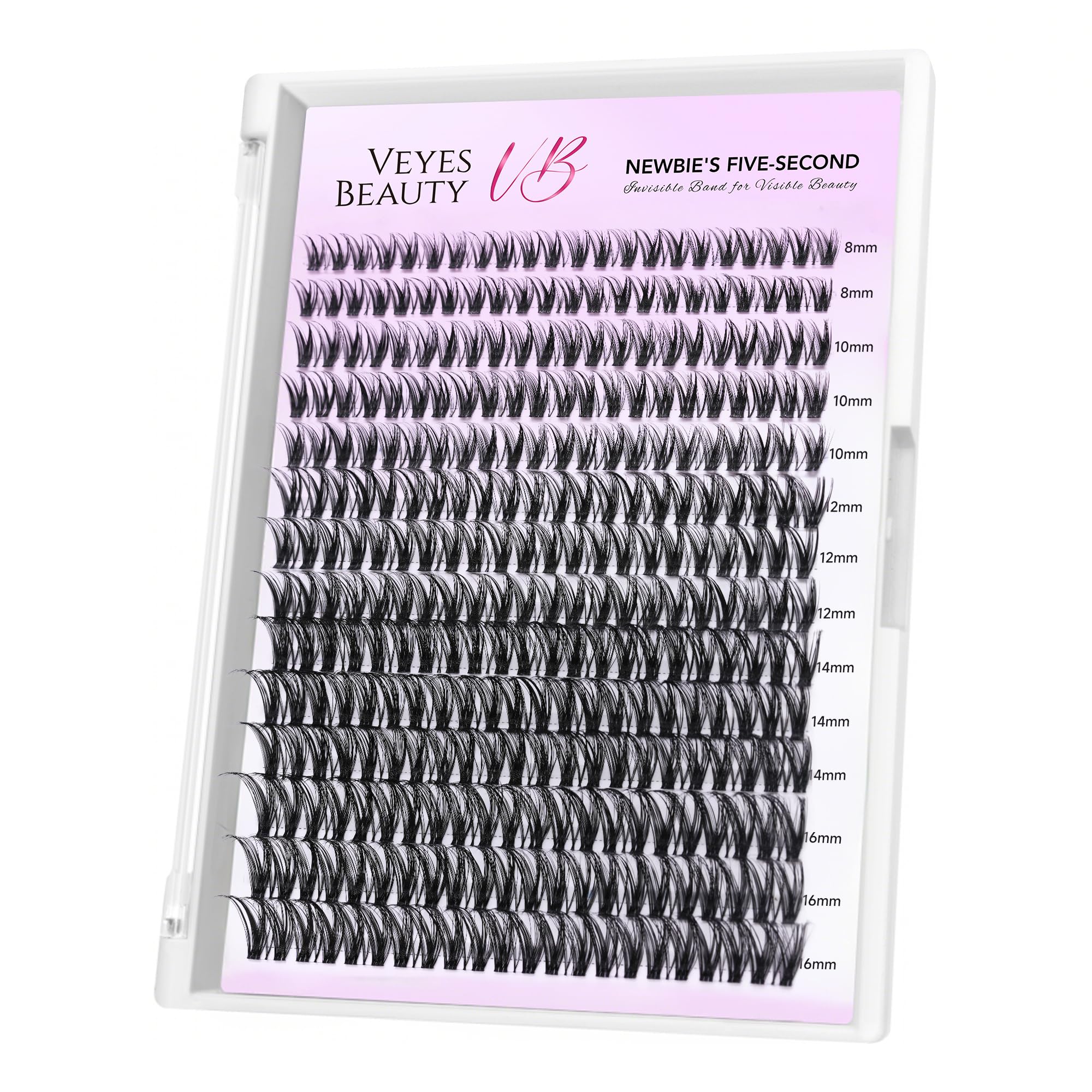 VEYESBEAUTY Lash Clusters bundle close-up shows lightweight volume for easy DIY wear.