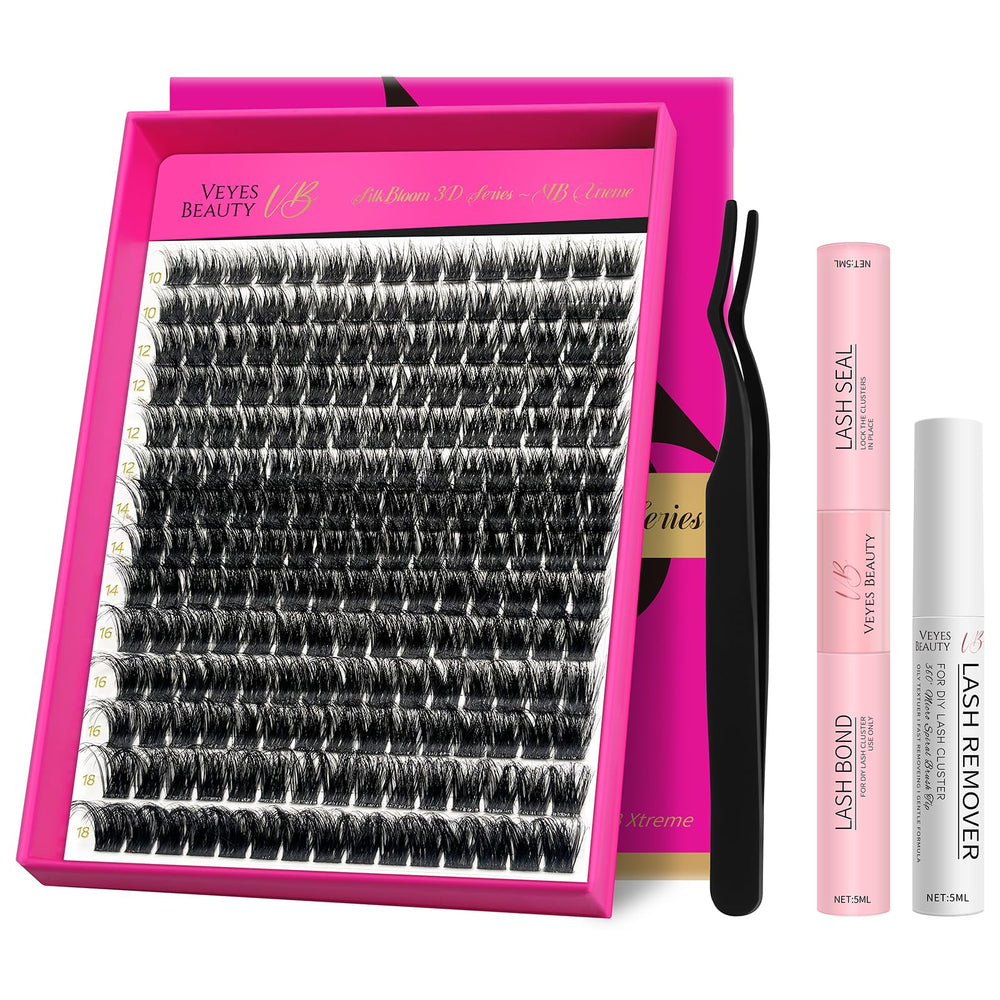 VEYESBEAUTY lash clusters kit extreme volume 3D look for dramatic lashes