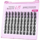 VEYESBEAUTY lash clusters pack close-up showing natural fluff for versatile looks.