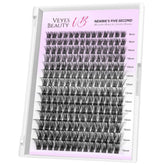 VEYESBEAUTY lash clusters tray wispy close-up for natural daily look.
