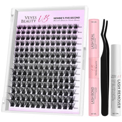 VEYESBEAUTY Siren cluster lashes kit tray view enabling versatile DIY lash design.