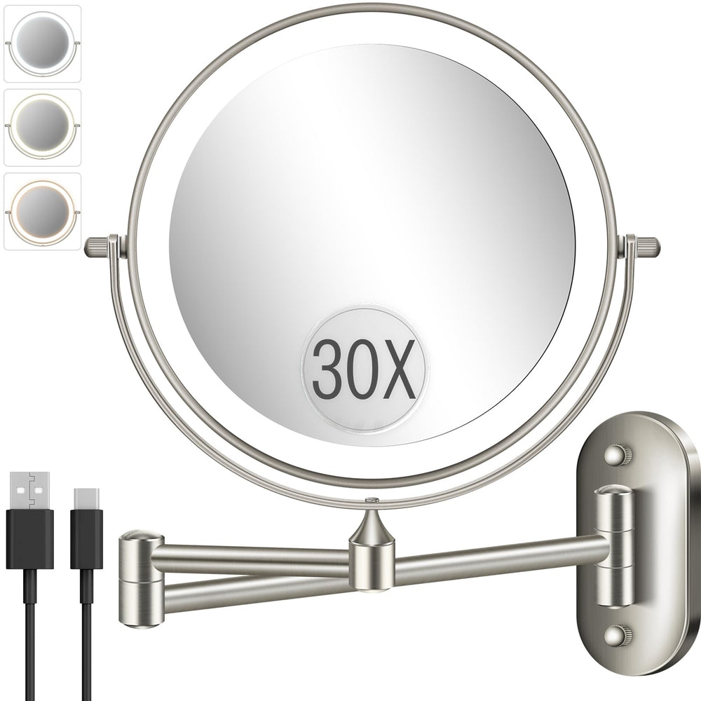 VFD 8-inch double-sided makeup mirror front view for precise makeup application