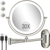 VFD 8-inch double-sided makeup mirror front view for precise makeup application