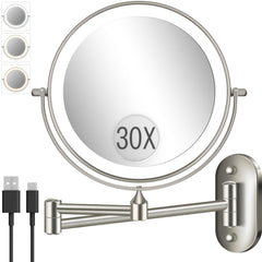 VFD 8-inch double-sided makeup mirror front view for precise makeup application