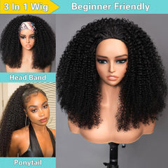 VFFTI kinky curly half wig invisible hairline for seamless blend