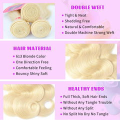 VICYAO 613 blonde body wave unprocessed virgin hair close-up
