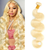 VICYAO 613 body wave bundles 24-inch blonde blend naturally with hair.