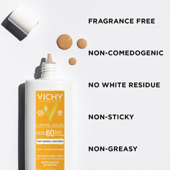 VICHY Capital Soleil close-up highlights 80-minute water resistance.