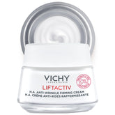 VICHY LiftActiv H.A. cream bottle close-up showing fragrance-free formula for sensitive skin.