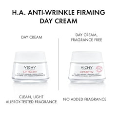 Texture of VICHY LiftActiv H.A. cream during application for smoother, hydrated skin.