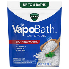 Vicks VapoBath cristales relajantes para baño que calman y tranquilizan.