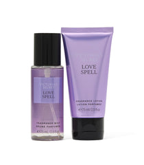 Victoria's Secret Love Spell mini lotion tube with hydrating, fruity-floral aroma.