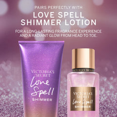 Victoria's Secret Love Spell Shimmer Mist cap close-up with elegant design for gift appeal.