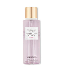 Victoria's Secret Pomegranate & Lotus body mist bottle pour for a fresh daily refresh.