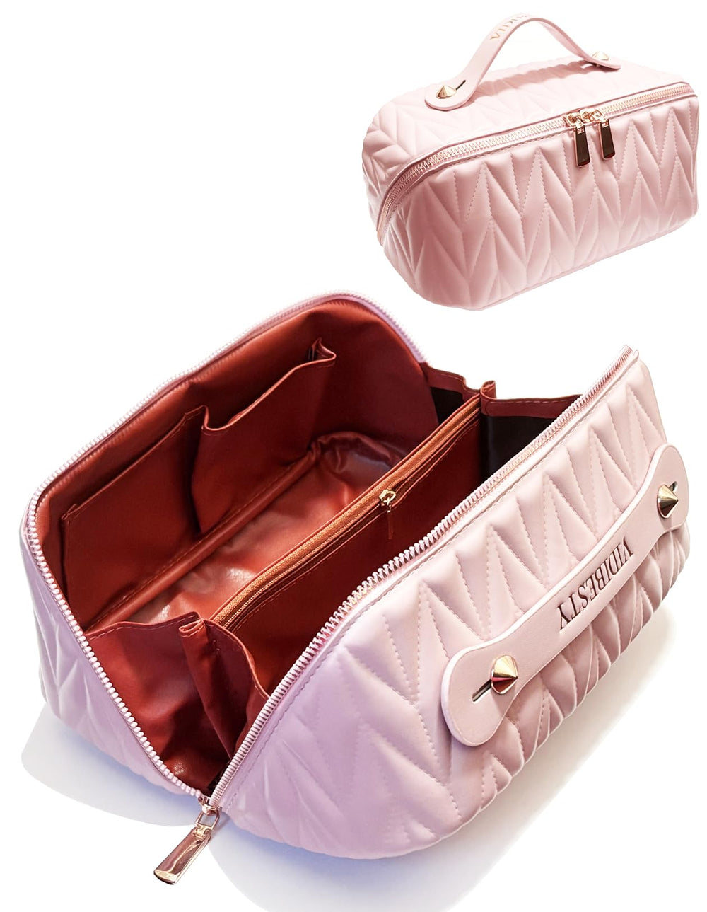 VIDIBESTY travel makeup bag large capacity with organized pockets for easy packing.