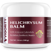 Bálsamo Vigority de helicriso para aplicación diaria, piel suave y nutrida.
