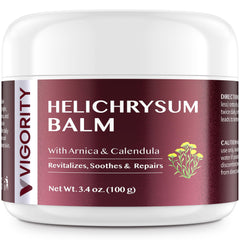 Bálsamo Vigority de helicriso para aplicación diaria, piel suave y nutrida.