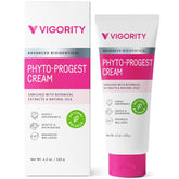 Vigority Phyto-Progest Cream bottle close-up showing gentle hydration for the skin.
