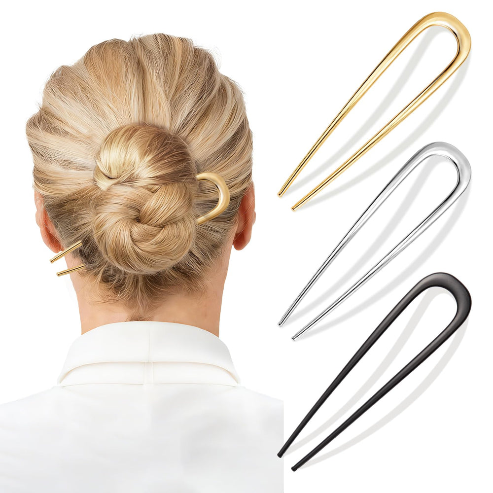 Vigorpace 3pcs French hair pins set in gold silver black for versatile elegant updos