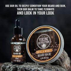Viking Revolution beard balm tin nourishes and tames unruly facial hair.
