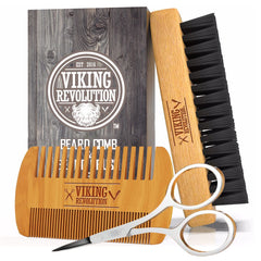 Viking Revolution beard comb dual-action pear wood for smooth detangling