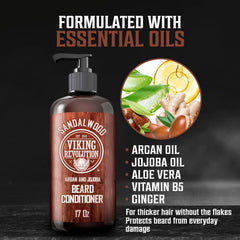 Viking Revolution applying conditioner to beard for deep moisturization.