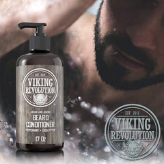 Close-up of creamy beard conditioner texture promoting softness.