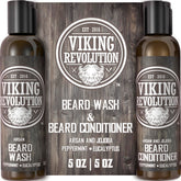 Viking Revolution beard wash bottle with argan and jojoba oils for clean, soft facial hair
