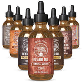 Viking Revolution beard oil bottle with sandalwood scent for refined grooming