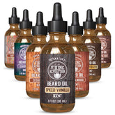Viking Revolution Beard Oil spiced vanilla bottle for fragrance and conditioning.